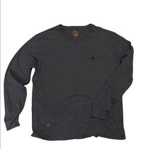 Ralph Lauren Large 100% cotton vneck dress casual T in slate gray